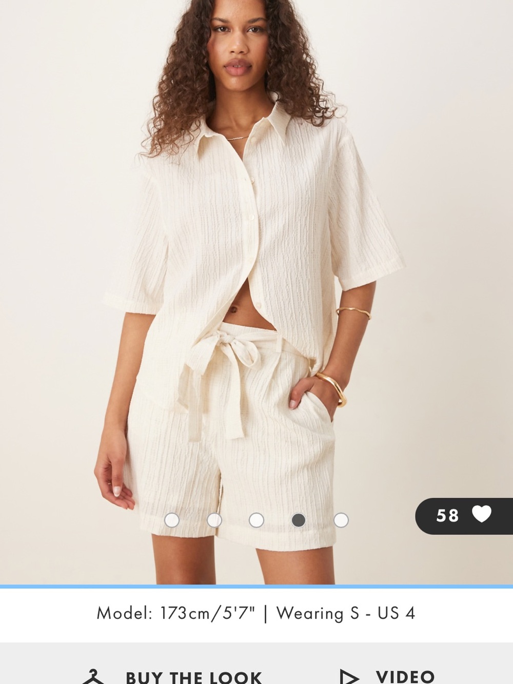 Vero Moda Cream High-Waist Tie-Belt Textured Shorts NWT - Picture 6 of 6